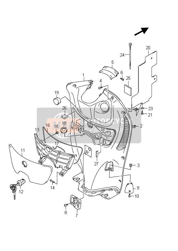 Suzuki UX150 SIXTEEN 2011 Box frontale per un 2011 Suzuki UX150 SIXTEEN